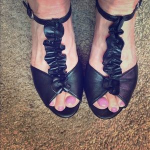 Naturalizer fancy black wedge sandals
